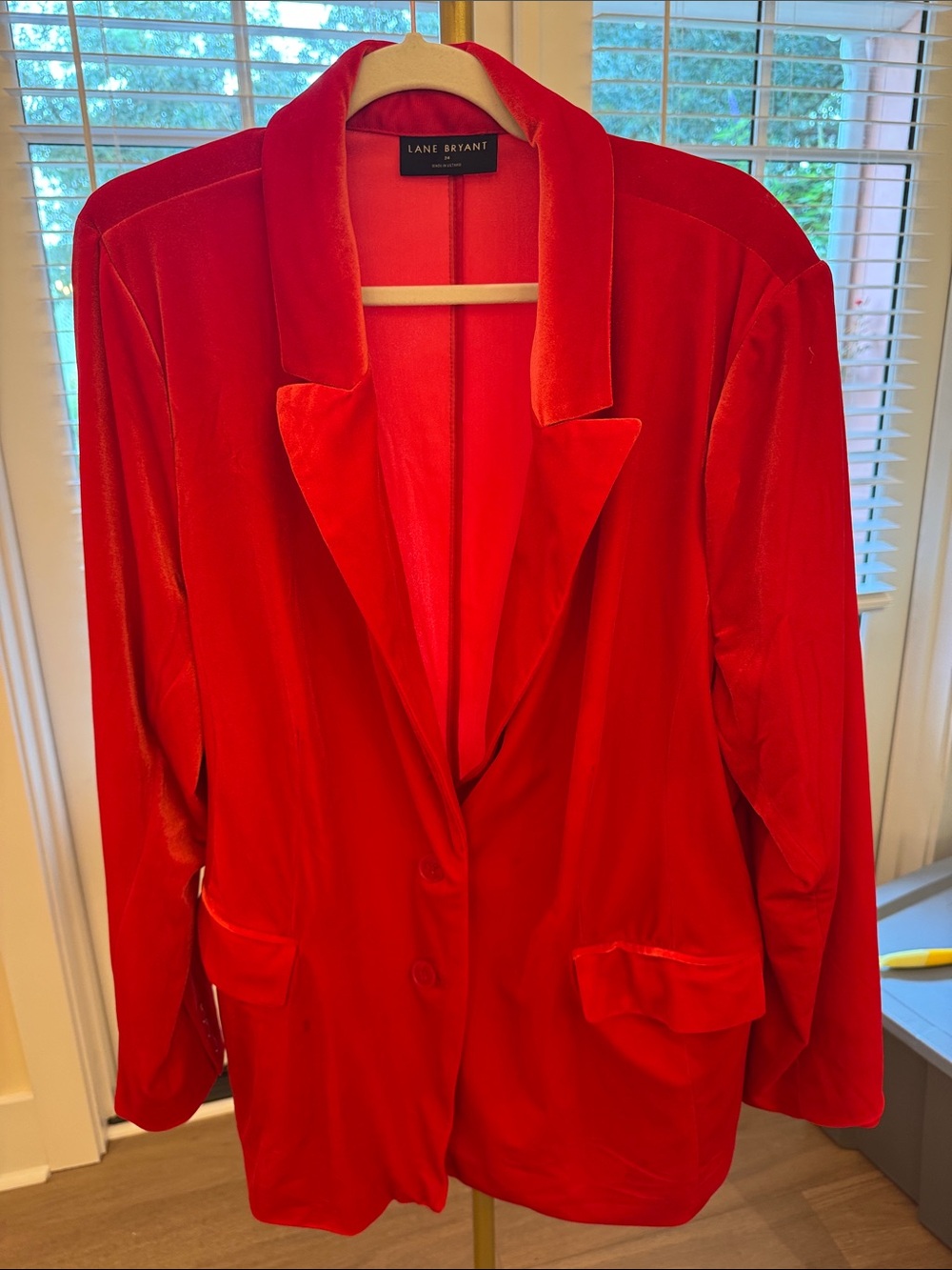 Lane Bryant Vibrant Red Velvet Blazer size 24